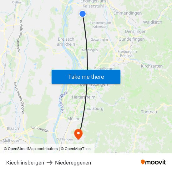 Kiechlinsbergen to Niedereggenen map