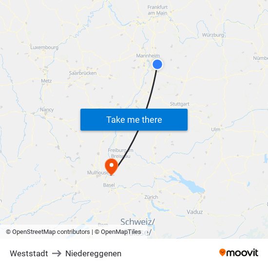 Weststadt to Niedereggenen map