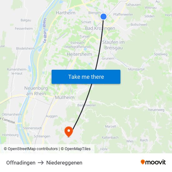 Offnadingen to Niedereggenen map