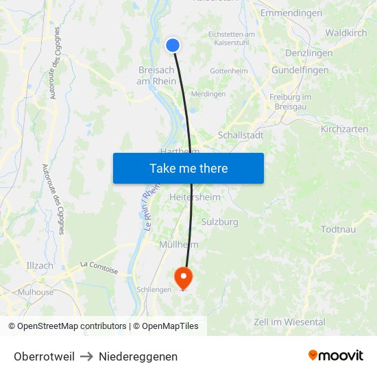 Oberrotweil to Niedereggenen map