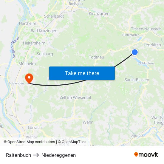 Raitenbuch to Niedereggenen map