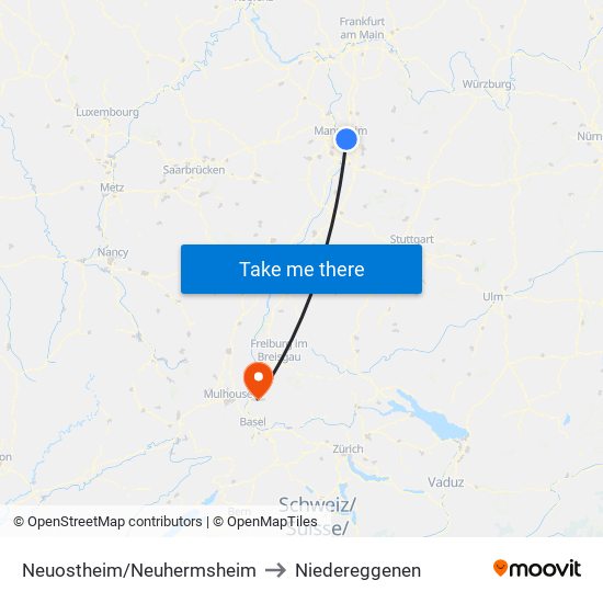 Neuostheim/Neuhermsheim to Niedereggenen map