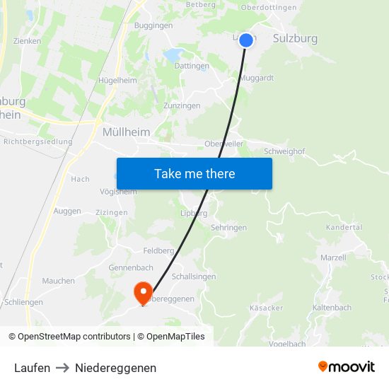 Laufen to Niedereggenen map