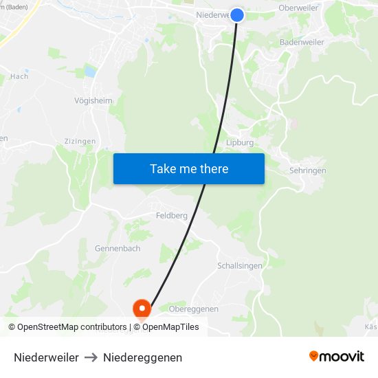 Niederweiler to Niedereggenen map