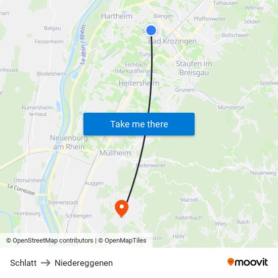 Schlatt to Niedereggenen map