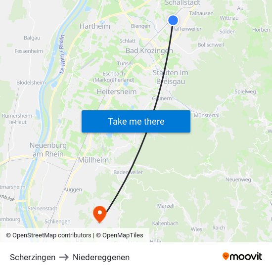 Scherzingen to Niedereggenen map