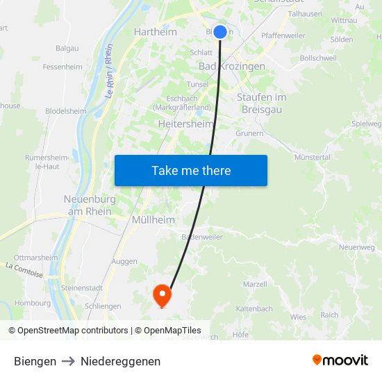 Biengen to Niedereggenen map