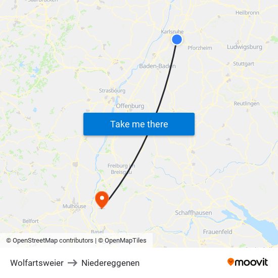 Wolfartsweier to Niedereggenen map