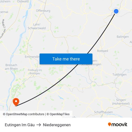 Eutingen Im Gäu to Niedereggenen map