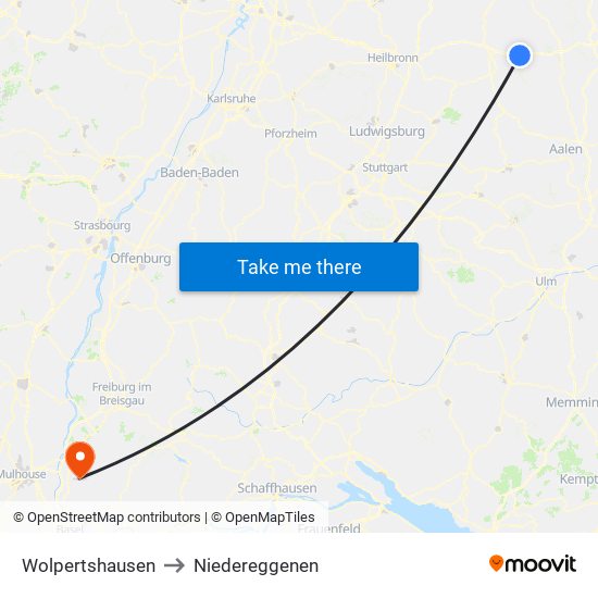 Wolpertshausen to Niedereggenen map