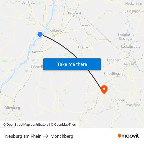 Neuburg am Rhein to Mönchberg map