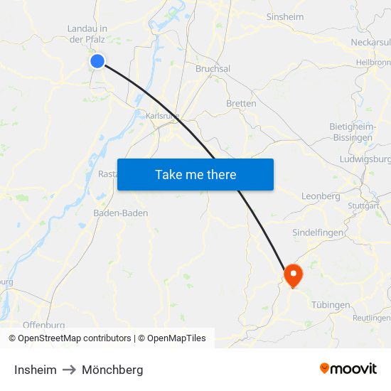 Insheim to Mönchberg map