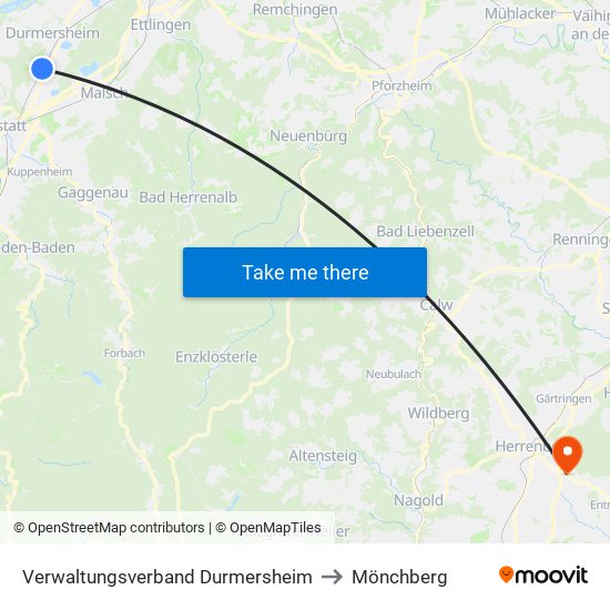 Verwaltungsverband Durmersheim to Mönchberg map