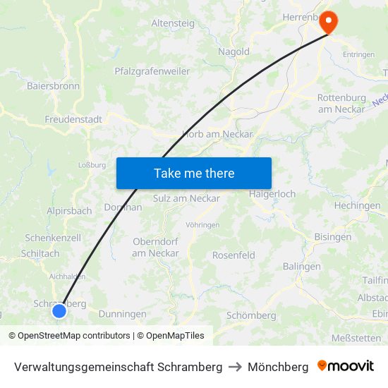 Verwaltungsgemeinschaft Schramberg to Mönchberg map