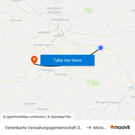 Vereinbarte Verwaltungsgemeinschaft Der Stadt Göppingen to Mönchberg map