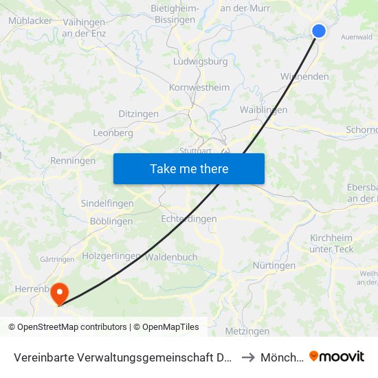 Vereinbarte Verwaltungsgemeinschaft Der Stadt Backnang to Mönchberg map