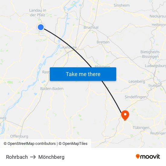 Rohrbach to Mönchberg map