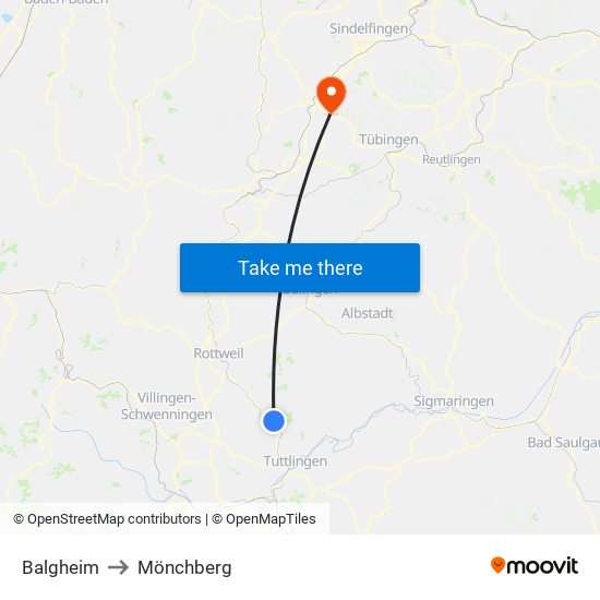 Balgheim to Mönchberg map
