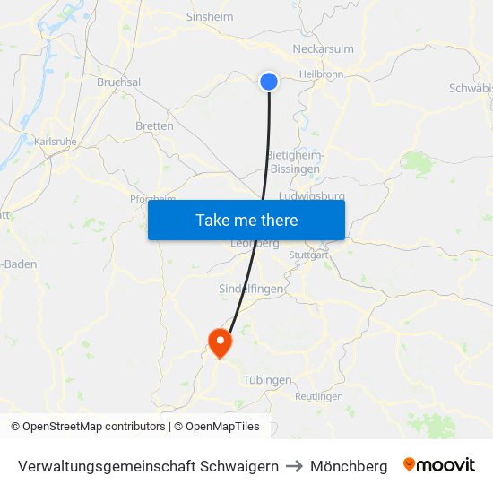 Verwaltungsgemeinschaft Schwaigern to Mönchberg map