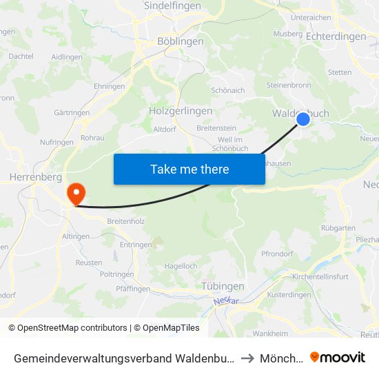 Gemeindeverwaltungsverband Waldenbuch/Steinenbronn to Mönchberg map