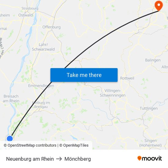 Neuenburg am Rhein to Mönchberg map