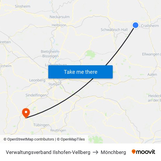 Verwaltungsverband Ilshofen-Vellberg to Mönchberg map