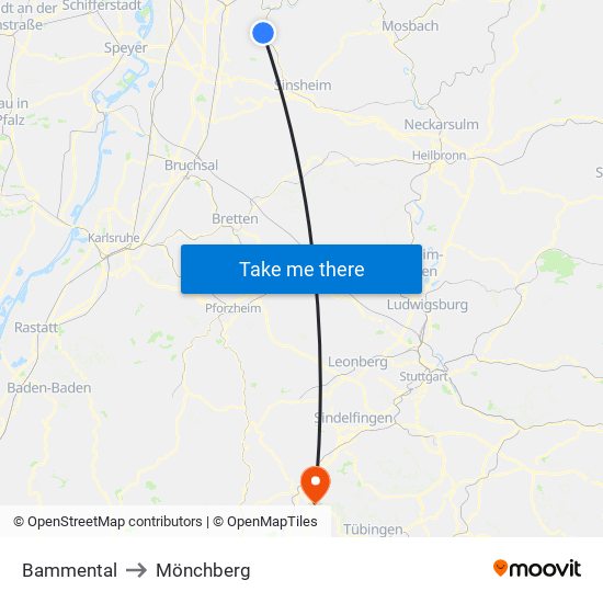 Bammental to Mönchberg map