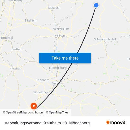 Verwaltungsverband Krautheim to Mönchberg map