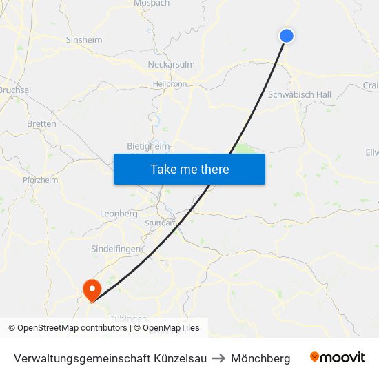 Verwaltungsgemeinschaft Künzelsau to Mönchberg map