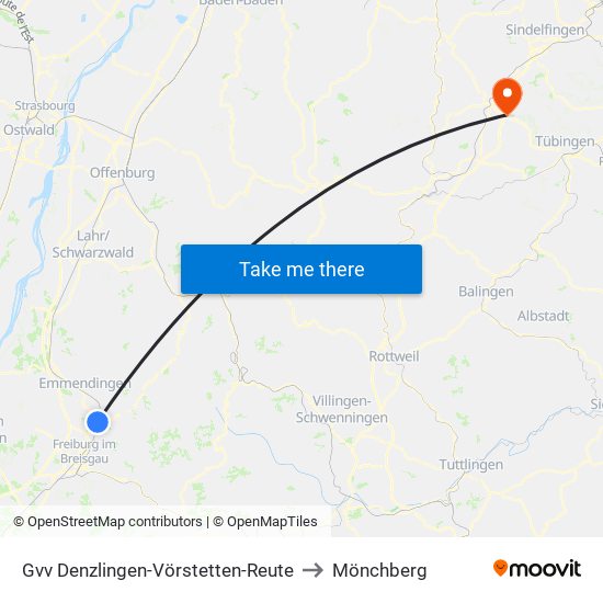 Gvv Denzlingen-Vörstetten-Reute to Mönchberg map
