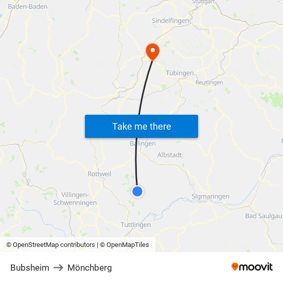 Bubsheim to Mönchberg map