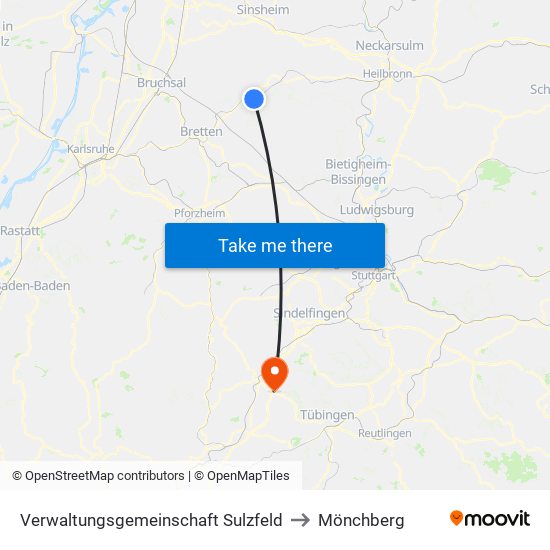 Verwaltungsgemeinschaft Sulzfeld to Mönchberg map