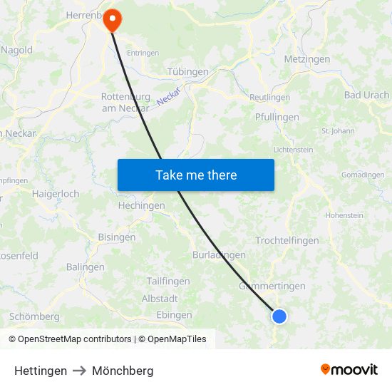 Hettingen to Mönchberg map