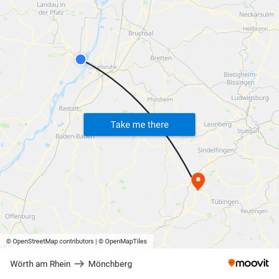 Wörth am Rhein to Mönchberg map