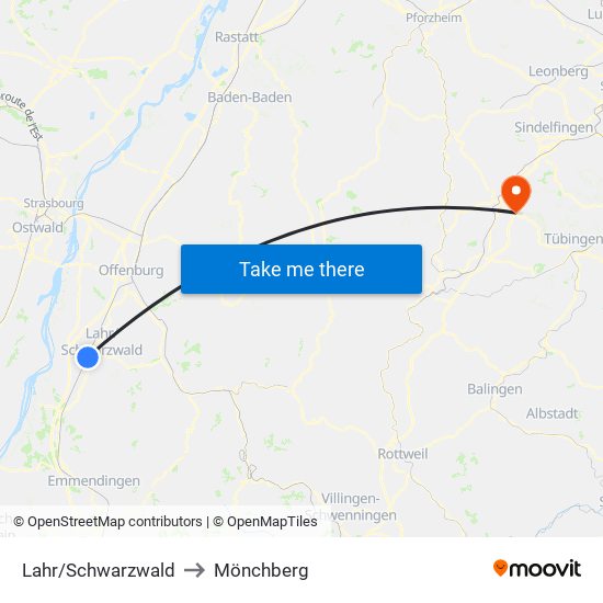 Lahr/Schwarzwald to Mönchberg map