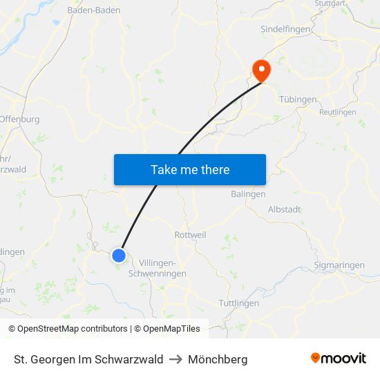 St. Georgen Im Schwarzwald to Mönchberg map