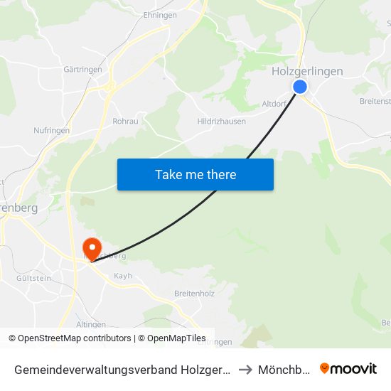 Gemeindeverwaltungsverband Holzgerlingen to Mönchberg map