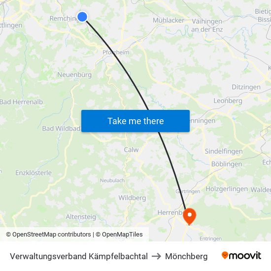 Verwaltungsverband Kämpfelbachtal to Mönchberg map