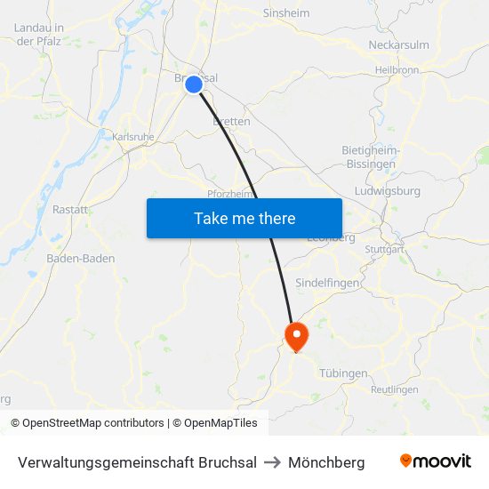 Verwaltungsgemeinschaft Bruchsal to Mönchberg map