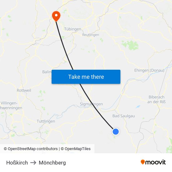 Hoßkirch to Mönchberg map