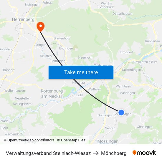 Verwaltungsverband Steinlach-Wiesaz to Mönchberg map