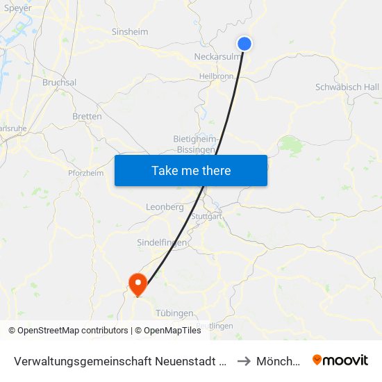 Verwaltungsgemeinschaft Neuenstadt am Kocher to Mönchberg map