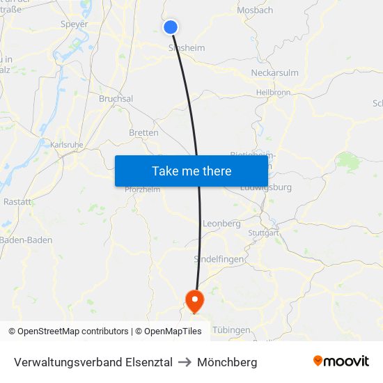 Verwaltungsverband Elsenztal to Mönchberg map