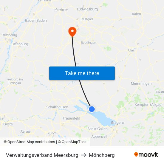 Verwaltungsverband Meersburg to Mönchberg map