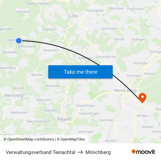 Verwaltungsverband Teinachtal to Mönchberg map