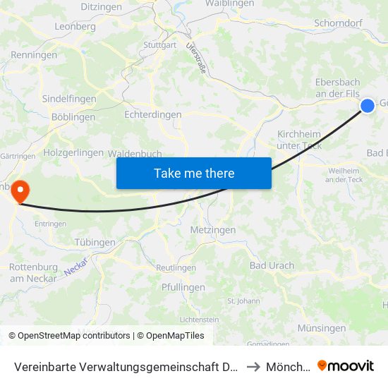 Vereinbarte Verwaltungsgemeinschaft Der Stadt Uhingen to Mönchberg map