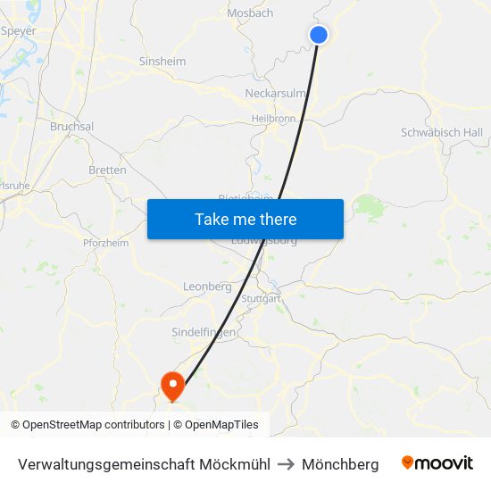 Verwaltungsgemeinschaft Möckmühl to Mönchberg map