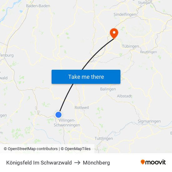 Königsfeld Im Schwarzwald to Mönchberg map