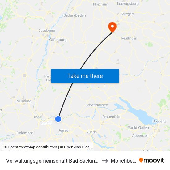 Verwaltungsgemeinschaft Bad Säckingen to Mönchberg map