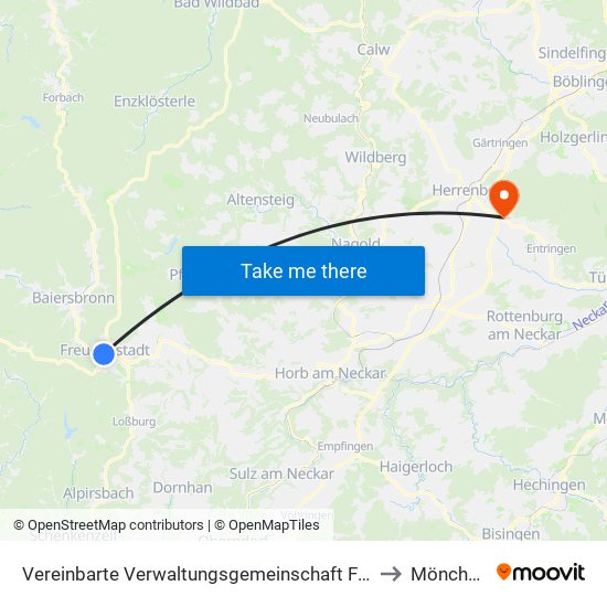 Vereinbarte Verwaltungsgemeinschaft Freudenstadt to Mönchberg map